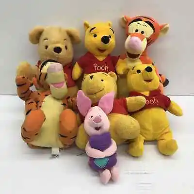 VTG LOT 7 Disney Classic Pooh Winnie Piglet Tigger 90s Plush Doll Figures Toys • $99.95