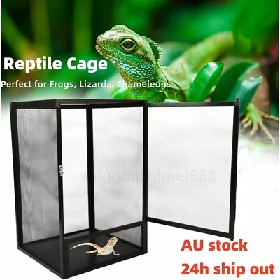 Reptile Enclosure Tall Breeding Mesh Box Large Reptile Cage For Frogs Lizards • $122.77