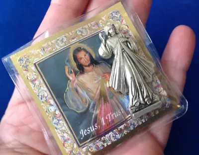 JESUS DIVINE MERCY Silver Metal Saint Pocket TOKEN Jesus I Trust In You Icon • $10.28