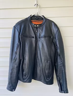 First Classics Leather Black Biker Motorcycle Jacket Zip Out Lining Mens XL EUC • $75