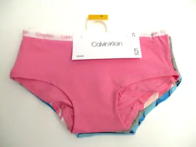 Calvin Klein Girls Hipster Panties 5 Pack Size M 7/8 Solids And Stripes • £15.26