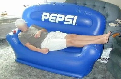 Pepsi Soda Promo Inflatable Adult Size Couch Blue In Box Unused Blow Up RARE • $202.31