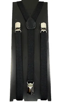 Unisex Clip-on Braces Elastic  Black  Slim Y Back Suspender  • $6.99