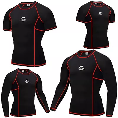 SAWANS Mens Compression Armour Base Layer Top Sleeve Thermal Gym Sports Skin Fit • £7.99