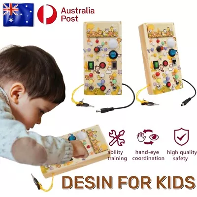 Montessori LED Light Up Switch Toys Safe Educational Busy Boards Wooden For Kids • $24.99