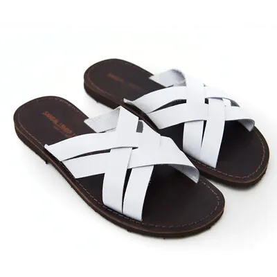 Made IN Italy Slippers Men's Leather & Leather Artisan White For The Sea • £58.96