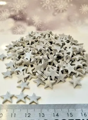 100 Silver Sparkle Edible Stars Cake Topper Cupcakes Sprinkles Glitter • £4.69