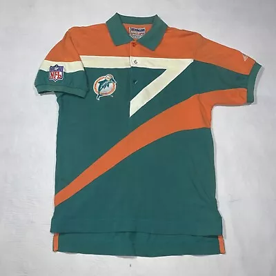 Vintage Miami Dolphins Polo Shirt Size Small Apex One NFL Pro Line Team Apparel • $30