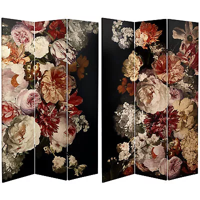 6 Ft. Tall Double Sided Vintage Flowers Canvas Room Divider • $179