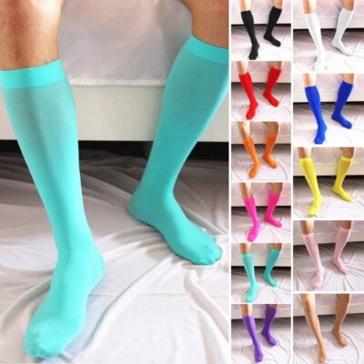 $6.94 • Buy Mens-Comfy Sexy Silk Stockings Ultra Thin Stretchy Knee High Long Socks Hoisery