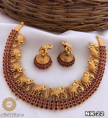 $24 • Buy Indian Bollywood Style Gold Plated Choker Necklace Earrings Jewelry Set*