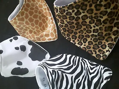 Baby Dribble Bib / Bandana Bib Animal Print Can Be Personalised 4 Patterns  • £6.25