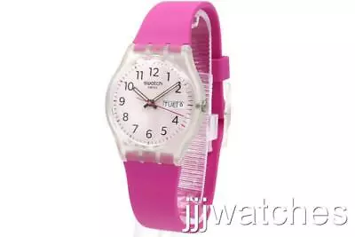 New Swiss Swatch RINSE REPEAT PINK Day Date Silicone Watch 34mm GE724 $75 • $61.50