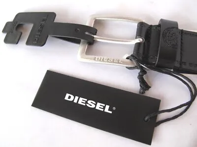 New Diesel Mens Belt Black Poldo3 X06831 Silver Buckle -ITALY $68.00 • $43