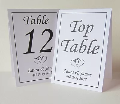 Personalised Wedding Table Number Place Cards Free Standing White Top Party • £5.99