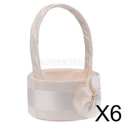 £64.80 • Buy 6x Elegant Bow  Lace Feather Flower Girl Basket Wedding Party Confetti Decor