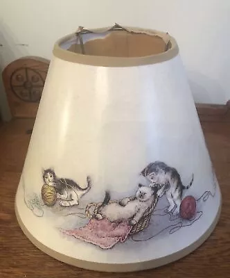 Vintage Playful Kittens Cats Paper Shade 6” H 9” D Made For Armchair Side Lamp • $22