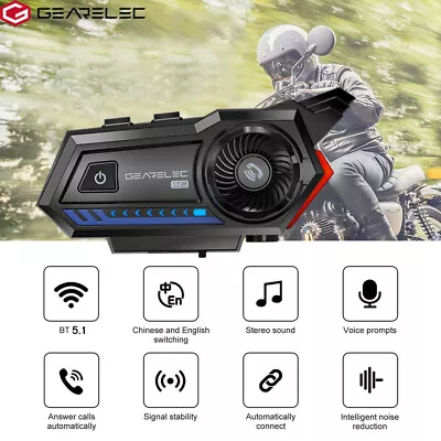 GEARELEC Bluetooth 5.1 Motorcycle Helmet Headset With Fm Radio Noise Reduction • $20.80