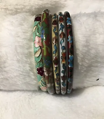 Vintage/Jewelry Lot/(5)/Cloisonne/Bracelets/1Clamper/#1191 • $34.99