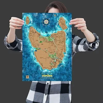 A3 Scratch Map Of Tasmania - Travel Edition • $55