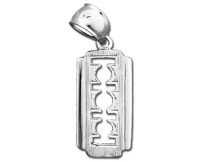 Rhodium Plated 925 Sterling Silver Razor Blade Charm • $63.01