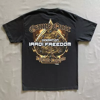 7.62 Design T Shirt Mens Medium Black Game Over Iraqi Freedom USA Army Guns • $4.97