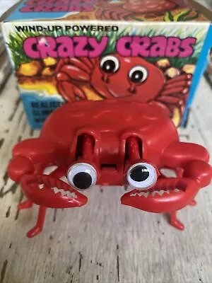 Vintage Plastic WIND-UP RED CRAB 1970s Clean Works Crazy Crabs Wind Up Powered • $22