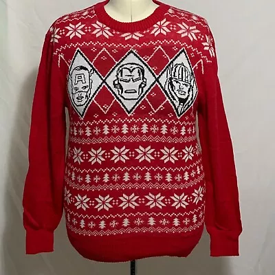 Ugly Christmas Sweater Marvel Avengers Comic Captain America Iron Man Thor L • $14.99