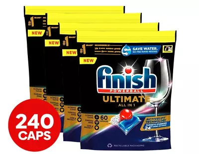 240 PACK Finish Powerball Ultimate Dishwasher Tablets Caplets All In 1 Lemon • $92.99