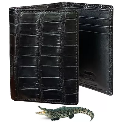 Black Real Alligator Leather Skin Men Trifold Wallet RFID Premium Gift For Him • $79