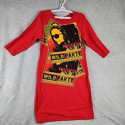 CLEO APPAREL Juniors Dress XL Red Reggae Fashion Graphic T Shirt Dress Y2K VTG • £12.93