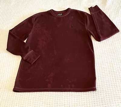 Volcom Men Long Sleeve Waffle Knit Thermal T Shirt Large Burgundy Cotton Blend • $9.99