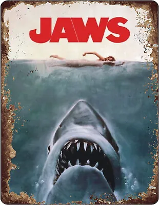 Retro Vintage JAWS Shark Fan 80's Movie Poster Man Cave Pub Shed Metal Sign - A4 • £7.99