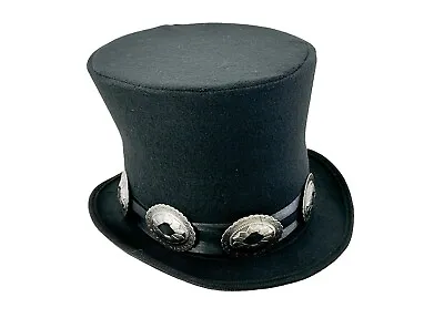 Black Felt Top Hat Large Conch Victorian Steampunk Mad Hatter Slash Rock Costume • $39.99
