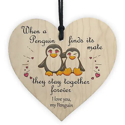 Valentines Gifts For Him Her Heart Penguin Gift Anniversary Gift For Boyfriend • £3.99