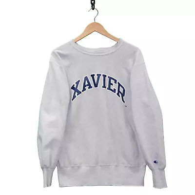 Vintage Xavier Musketeers Champion Reverse Weave Sweatshirt Crewneck Large NCAA • $79