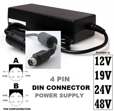 24V 4 Pin DIN Connector Power Adapter For Printer Tv Monitor Cash Till POS Syst • £26.95