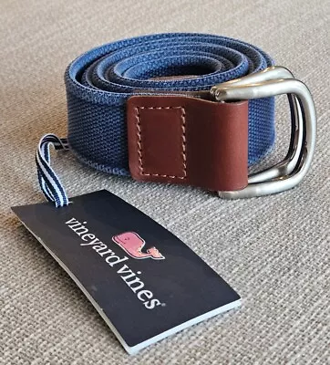 Vineyard Vines Belt Men Size XL Blue Brass Buckle Cowhide Leather New With Tags  • $15