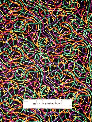 Mardigras Beads Celebration Party Cotton Fabric Benartex Bourbon Street - Yard • $10.98