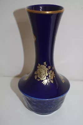 Echt Cobalt BAREUTHER Waldsassen NEW Small Vase Bavaria Germany Floral • $47.56
