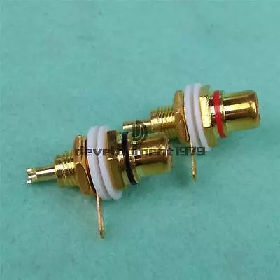 New 2pcs Gold Motor Amp Rca Connector Female Chassis Sockets • $3