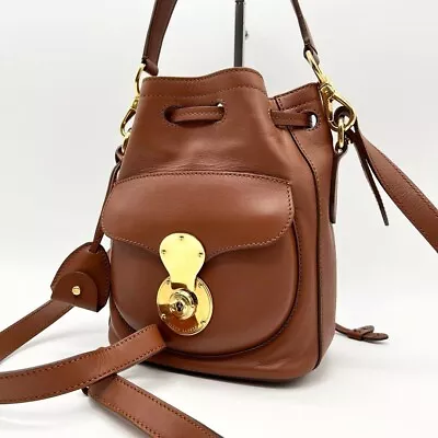 Ralph Lauren Ricky Drawstring Shoulder Bag 2WAY Brown 8.8×12.5×5.9 Inch Used • £522.07