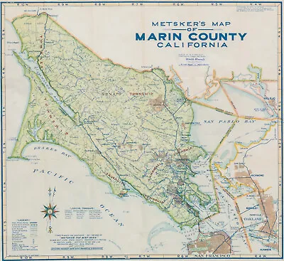 Metsker’s Map Of Marin County California • $475