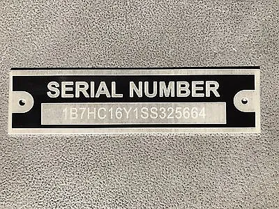 Serial Number Tag Plate Custom Engraved Cargo Utility Flatbed Landscape Trailer • $19.99