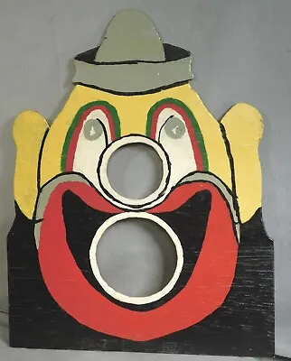Vintage 1950s Folk Art Painting Carnival Toss Target Face CLOWN Original Paint • $79