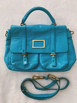 MARC BY MARC JACOBS   WERDIE  Crossbody Messenger Bag Blue Teal Glazed Leather • $49