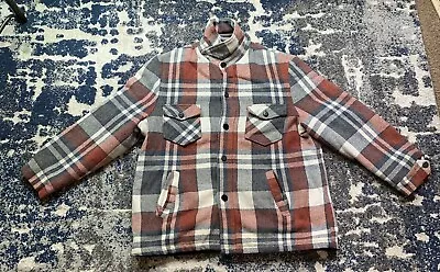 Vintage Mens Large Plaid Flannel Sherpa Lined Coat Jacket Outwear Heavyweight • $38.25