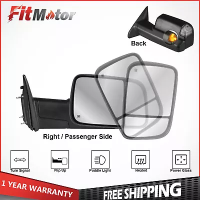 Passenger Side Power Heated Tow Mirror W/ Led Signal For 2009-2018 Dodge Ram • $92.88