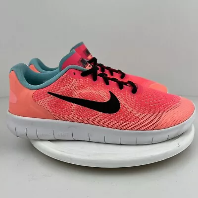 NIKE FREE RN Racer Pink/Black Lava Glow Size US 6Y Youth 7.5 Womens - 904258-600 • $47.95