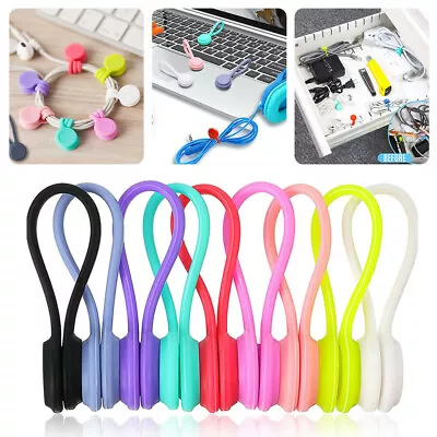 £6.29 • Buy 12/24x Cable Magnetic Headphone Ties Organiser Holder Earphone Cord Clip Winder